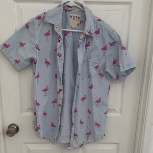 Men's Blue Flamingo Casual Button Down Shirt